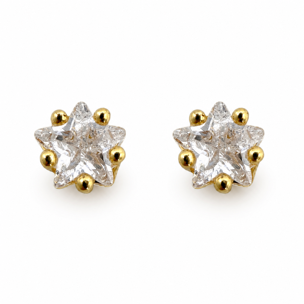 Small Crystal Star Gold Stud Earrings