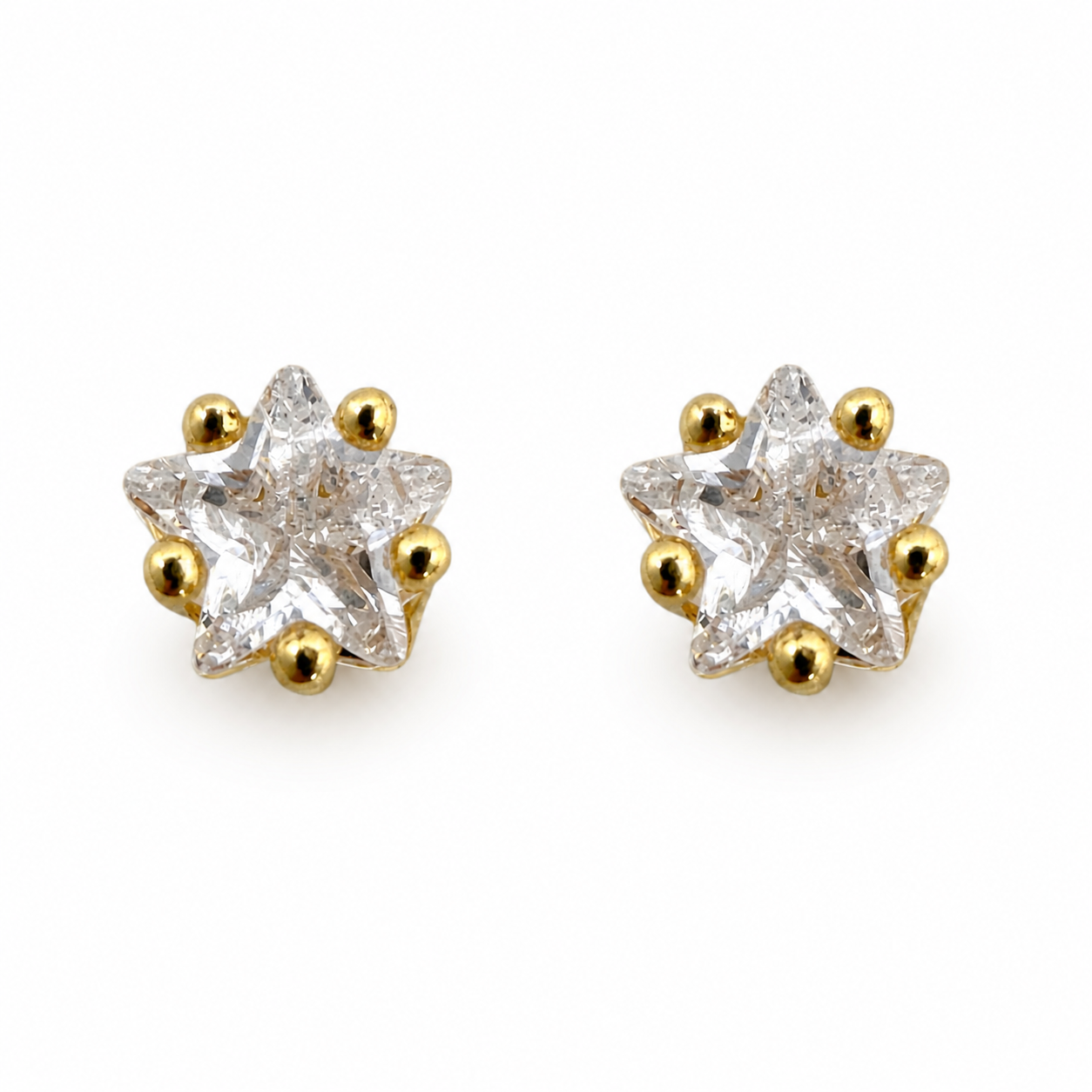 Small Crystal Star Gold Stud Earrings