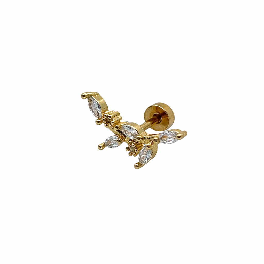 Crystal Leaves Screwback Earring