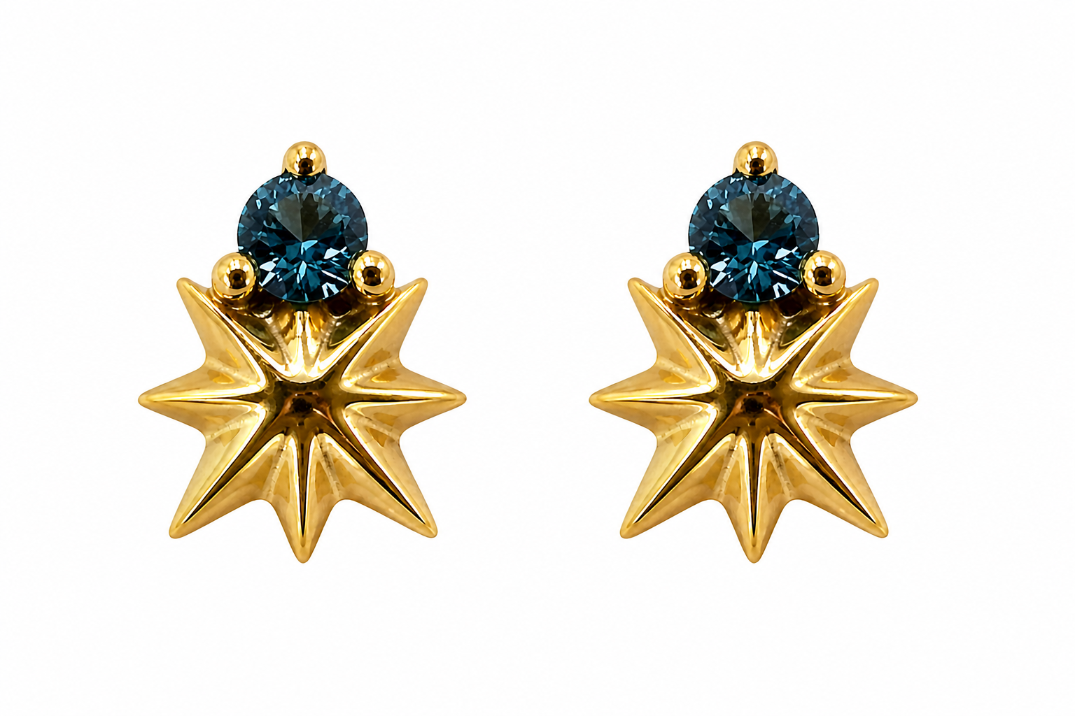 Blue Crystal Star Gold Stud Earrings