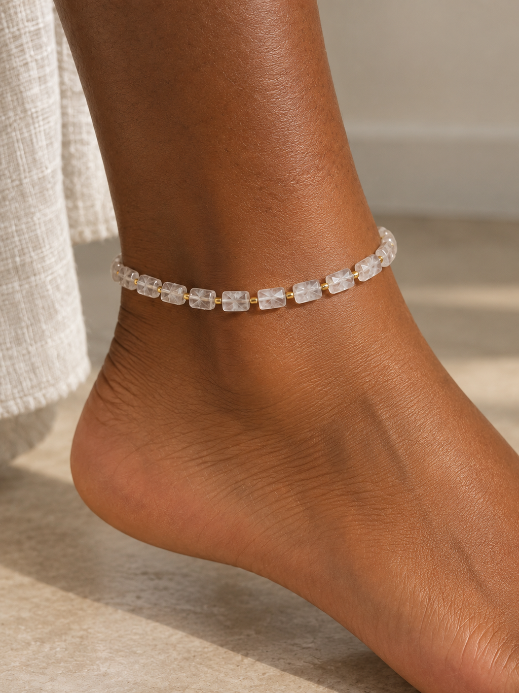 Clear Quartz Square Beaded Bracelet | Custom Made To Order