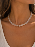 Clear Quartz Square Beaded Necklace | Custom Made To Order