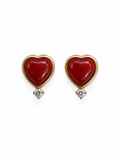 Crystal Carnelian Heart Stud Earrings