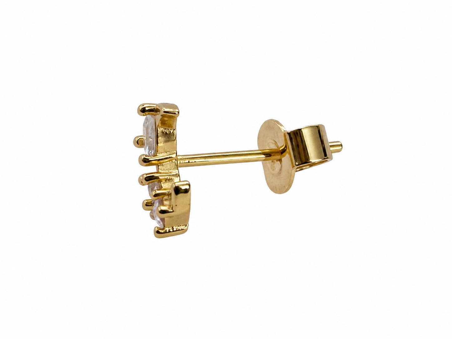 Crystal Moon Gold Stud Earrings
