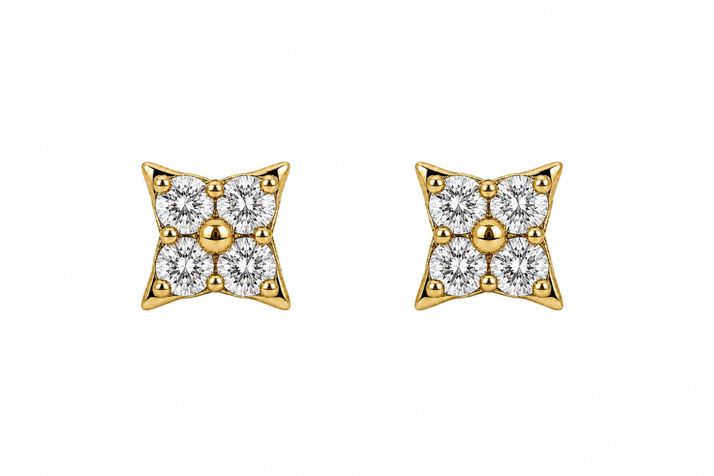 Petite Crystal Star Gold Stud Earrings