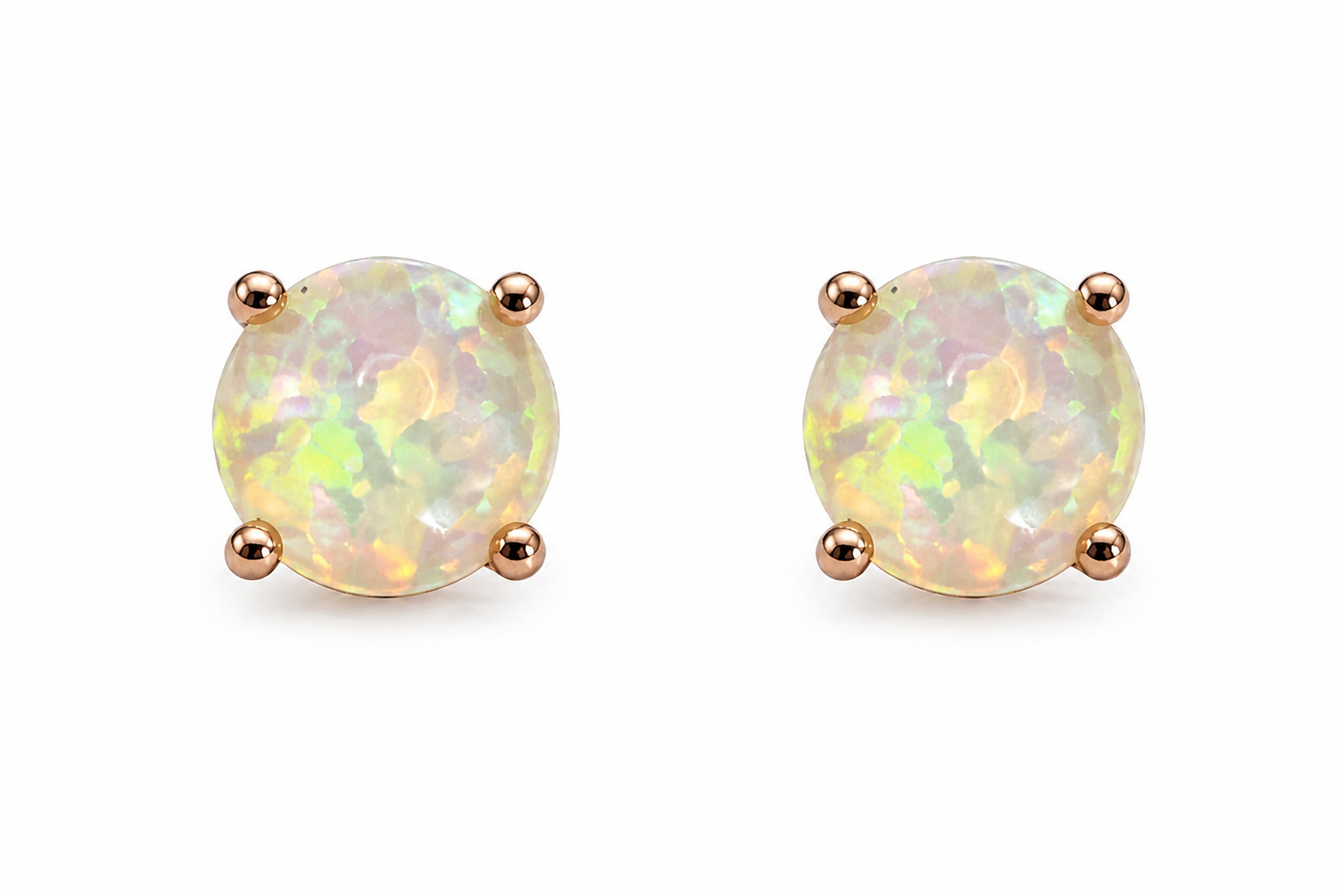 Fire Opal Rose Gold Stud Earrings