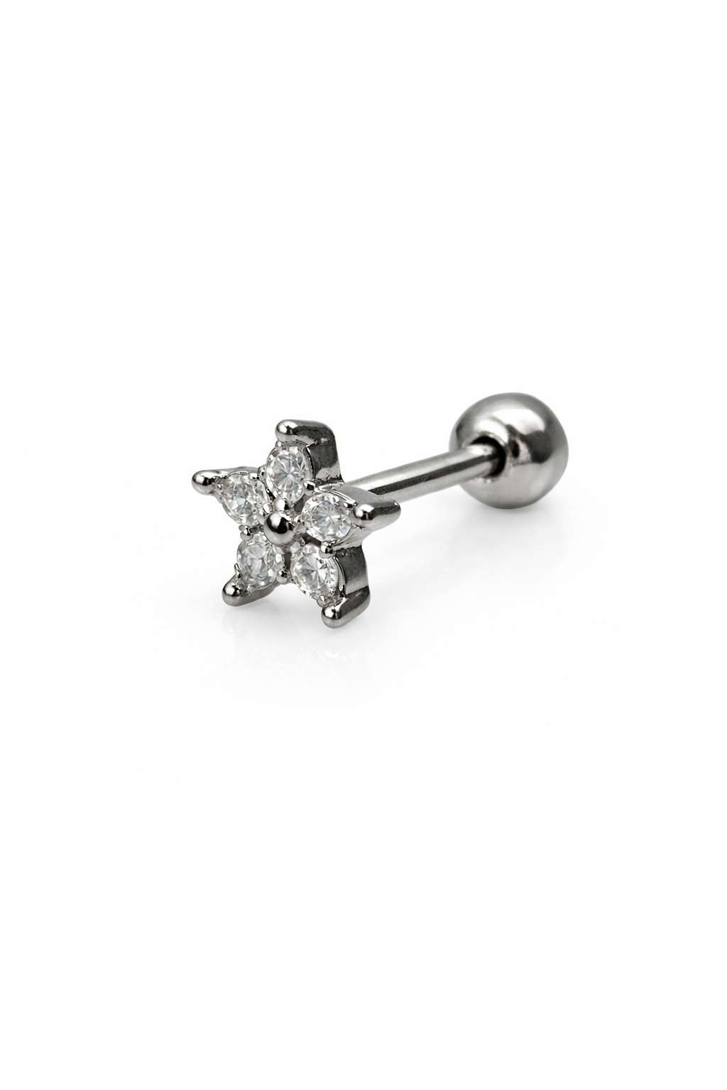 Crystal Flower Screwback Earring