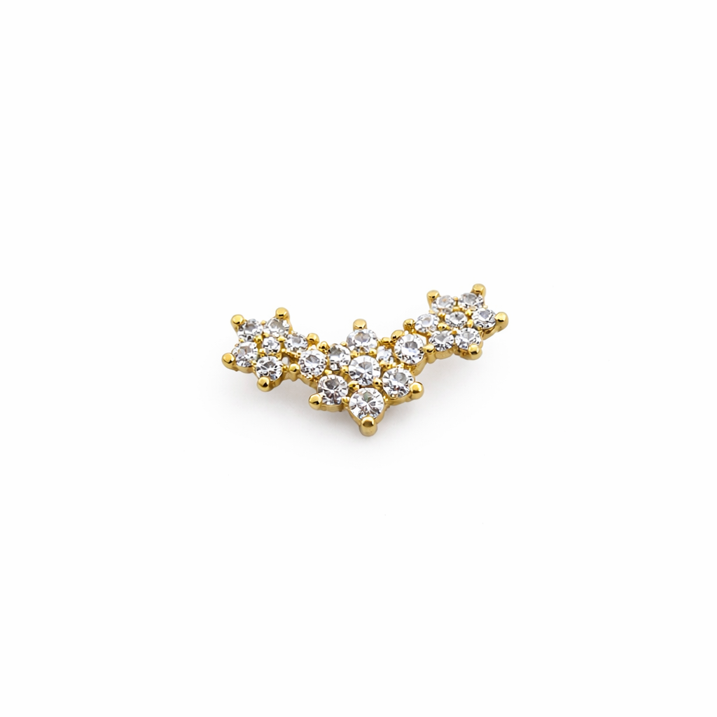 Triple Flower Crystal Screwback Earring