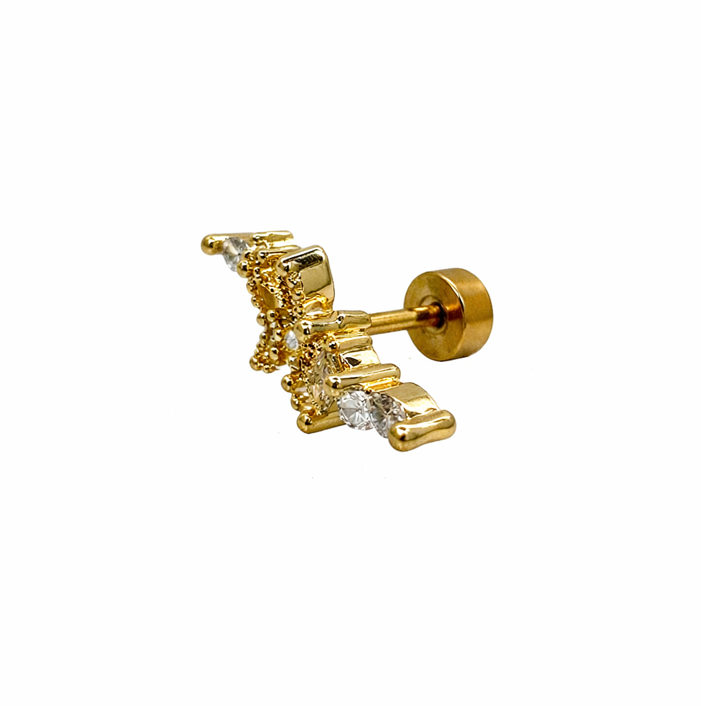 Crystal Flower Screwback Earring