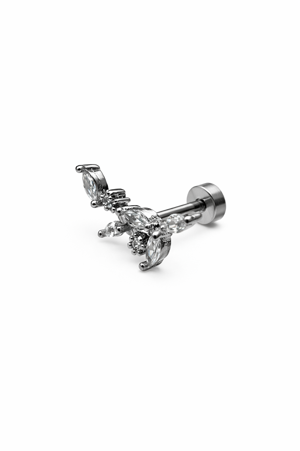 Crystal Leaves Screwback Earring