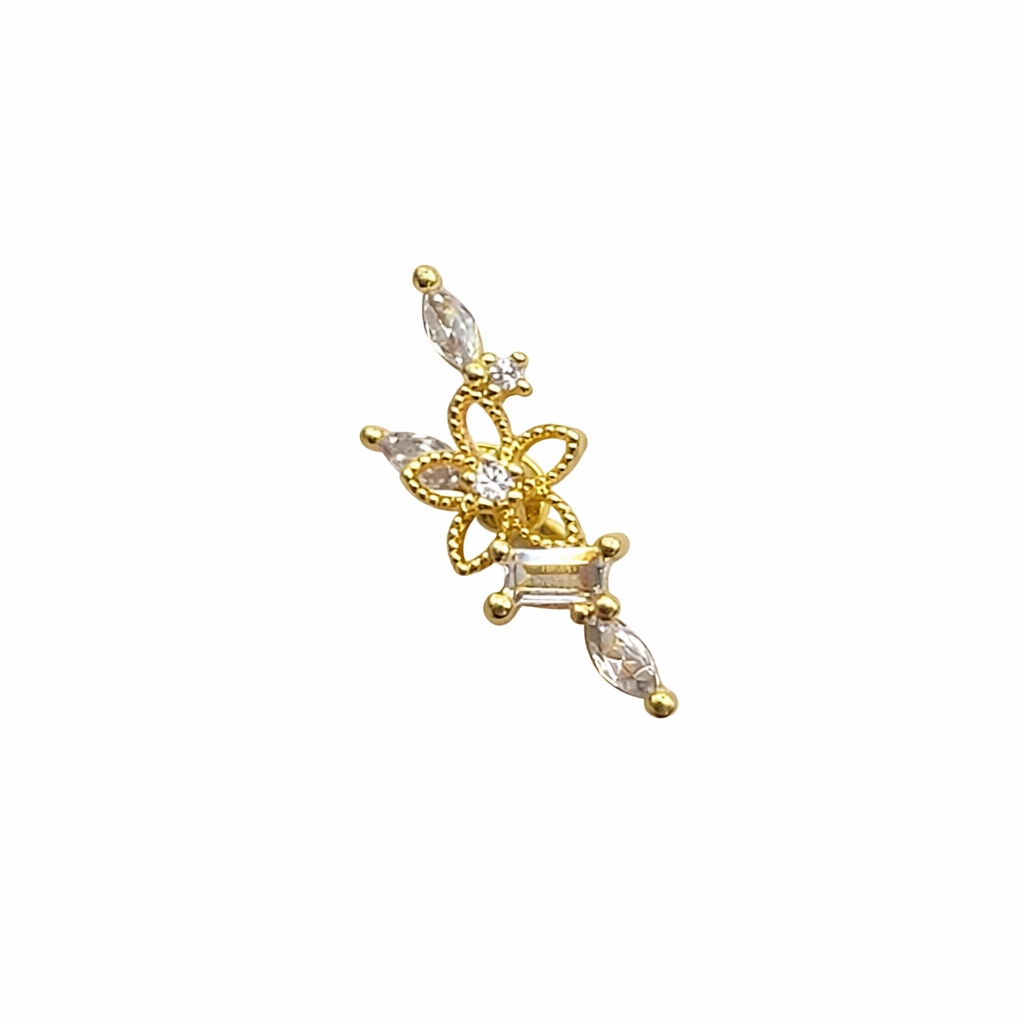 Crystal Flower Screwback Earring