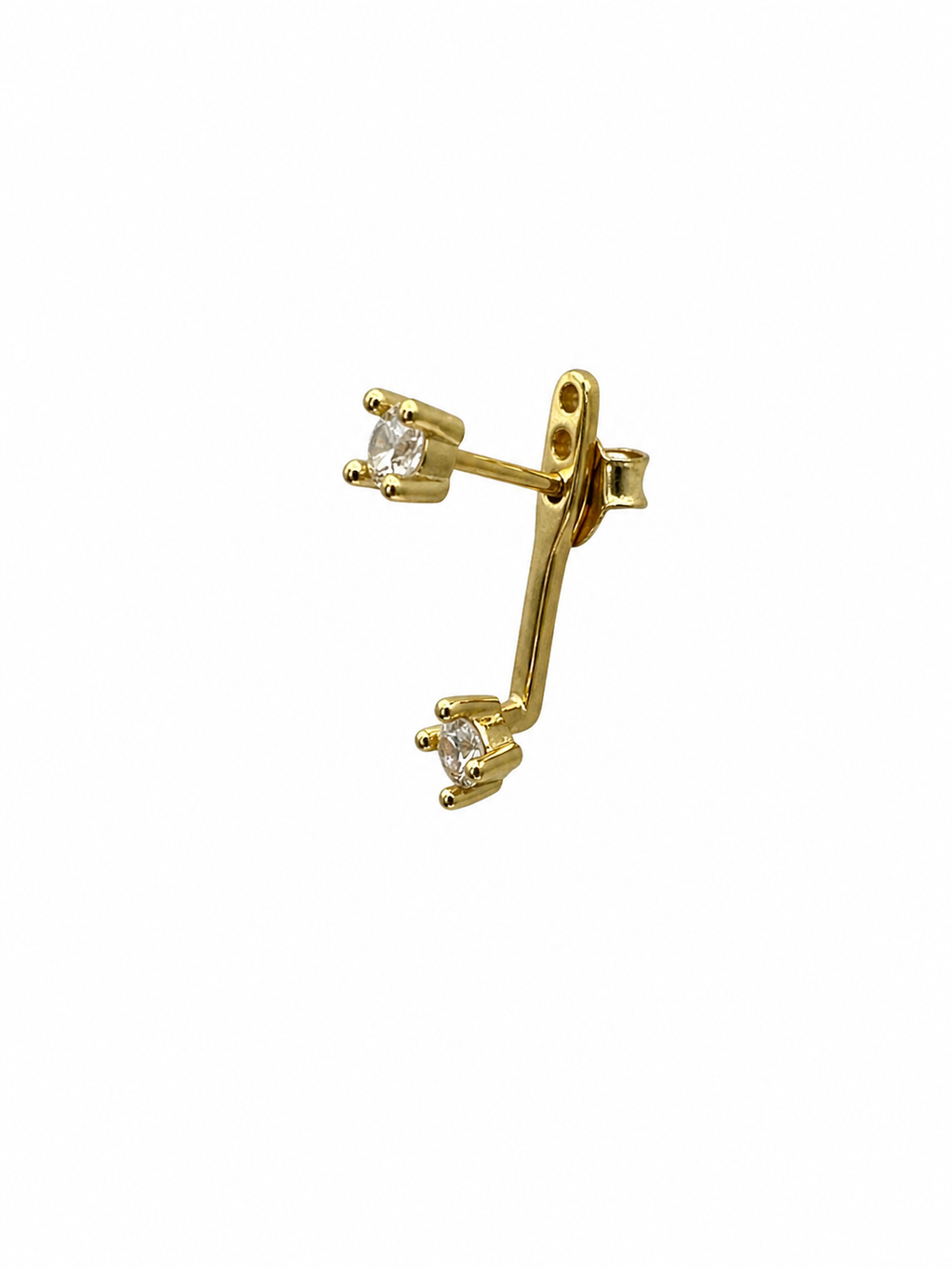 Double Crystal Gold Stud Earrings