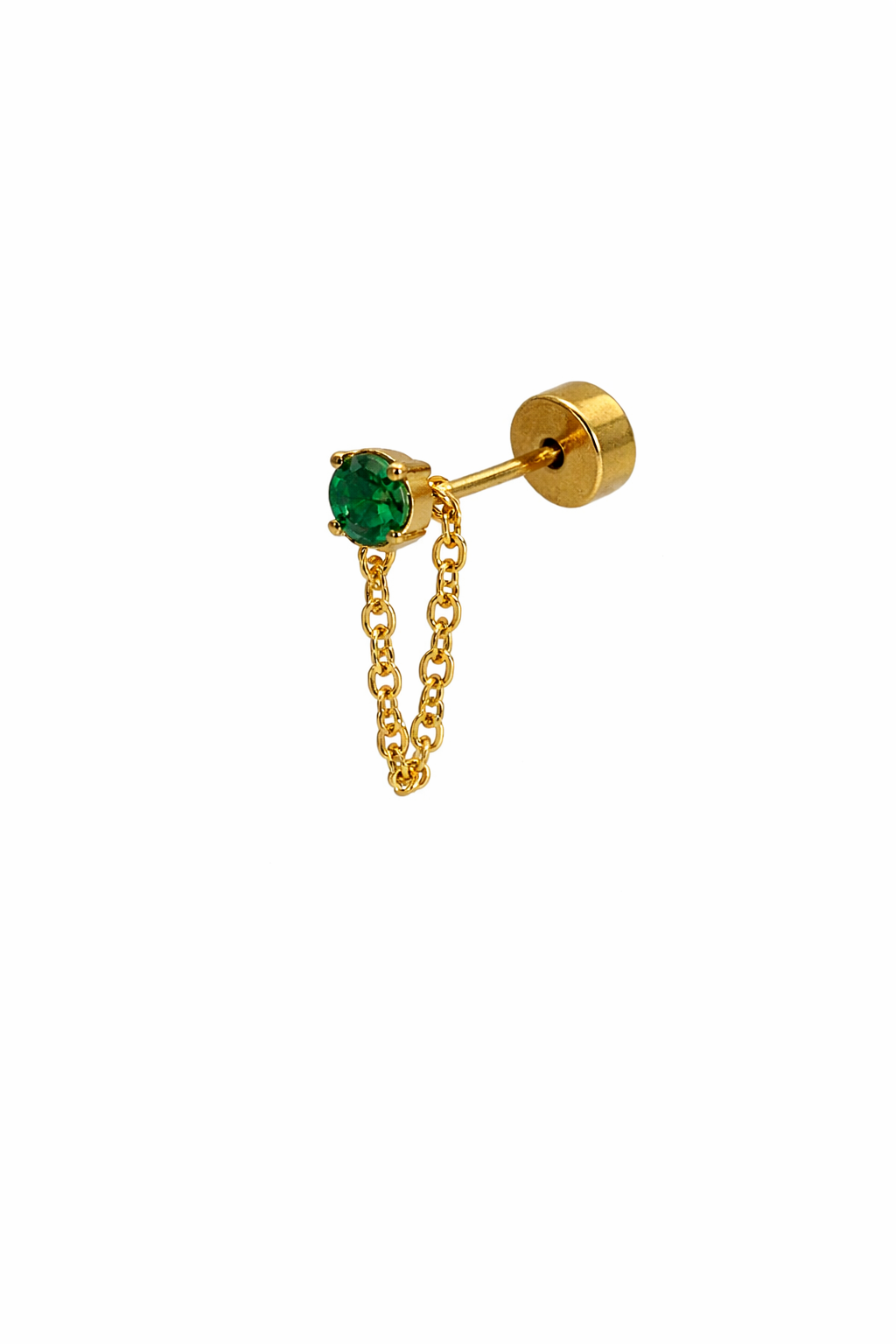 Green Crystal Chain Screwback Earring