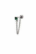 Green Crystal Chain Screwback Earring