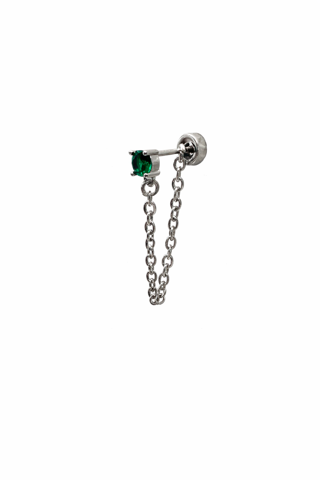 Green Crystal Chain Screwback Earring