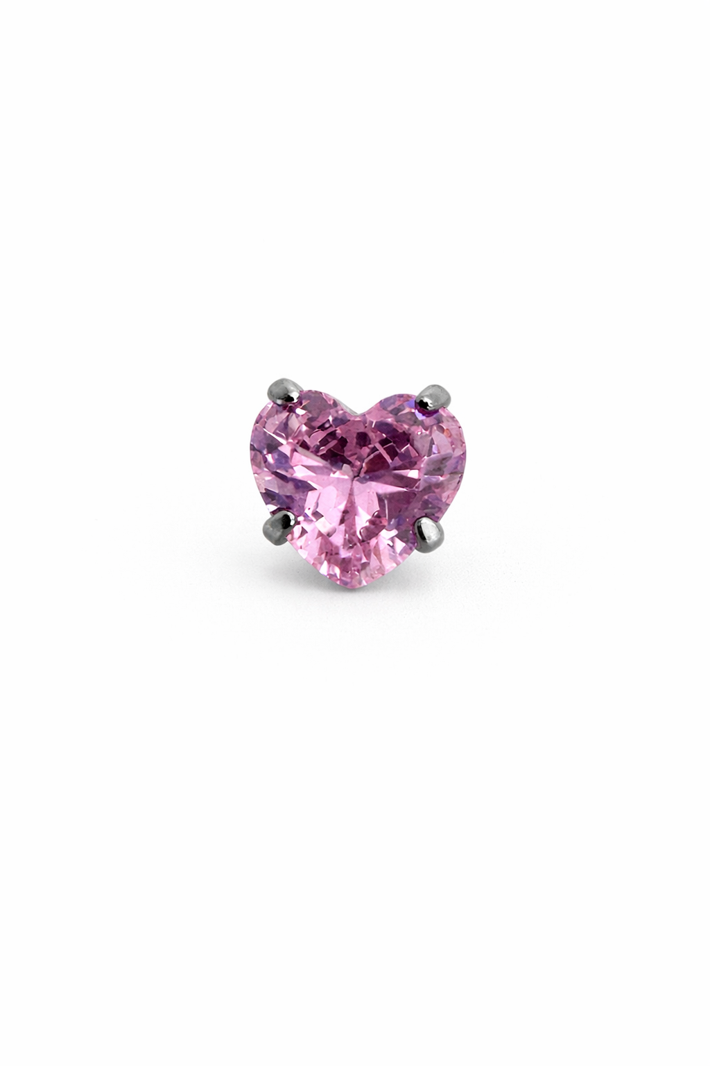 Pink Heart Crystal Screwback Earring