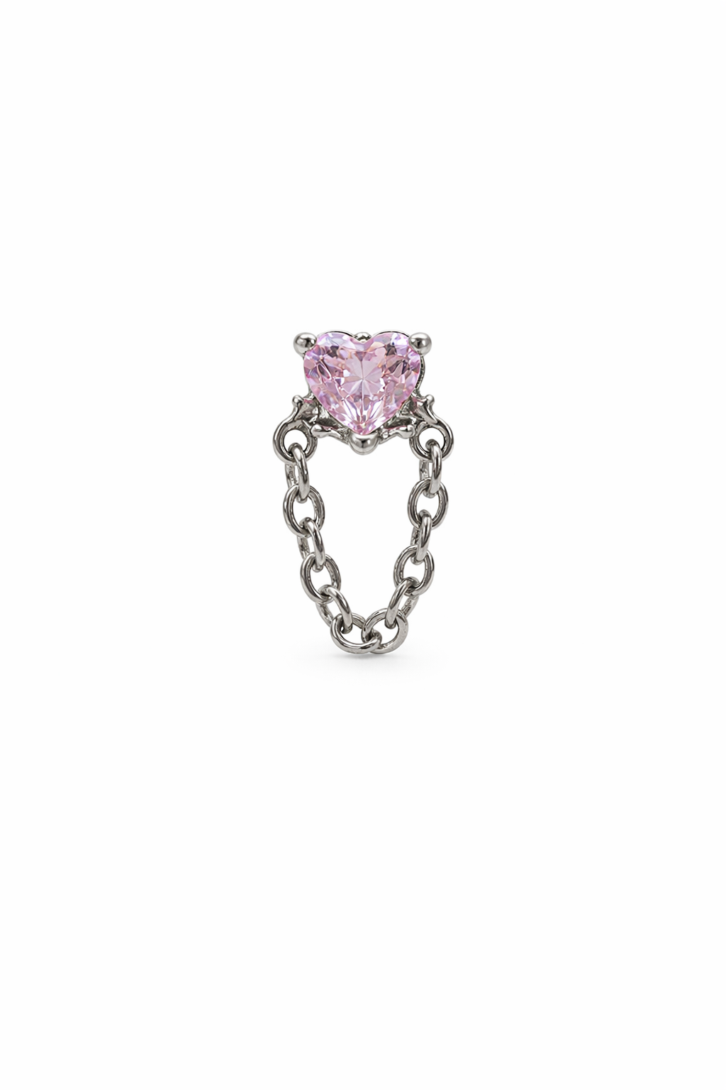 Crystal Heart Chain Screwback Earring