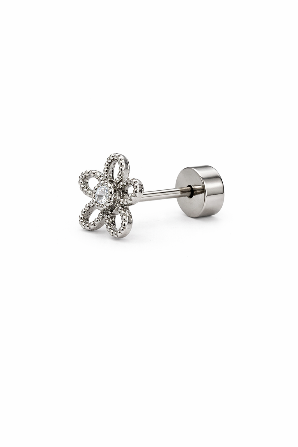 Crystal Flower Screwback Earring