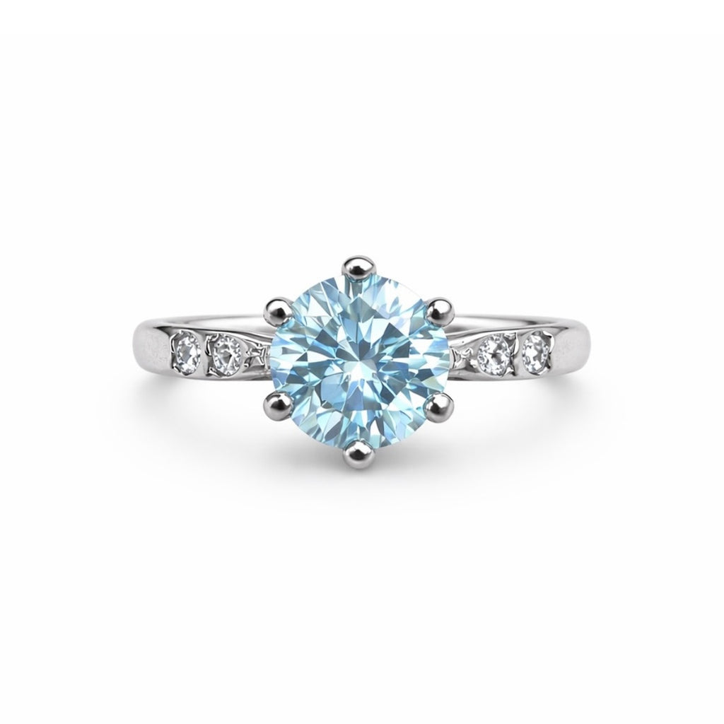 1 CT Moissanite Icey Blue FreeSize Ring