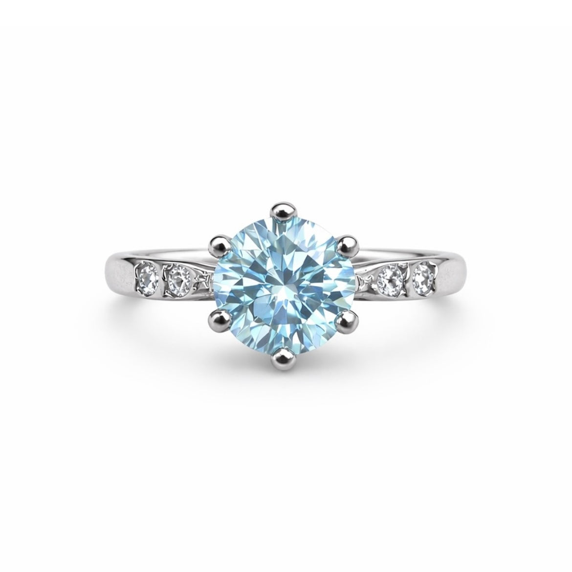 1 CT Moissanite Icey Blue FreeSize Ring