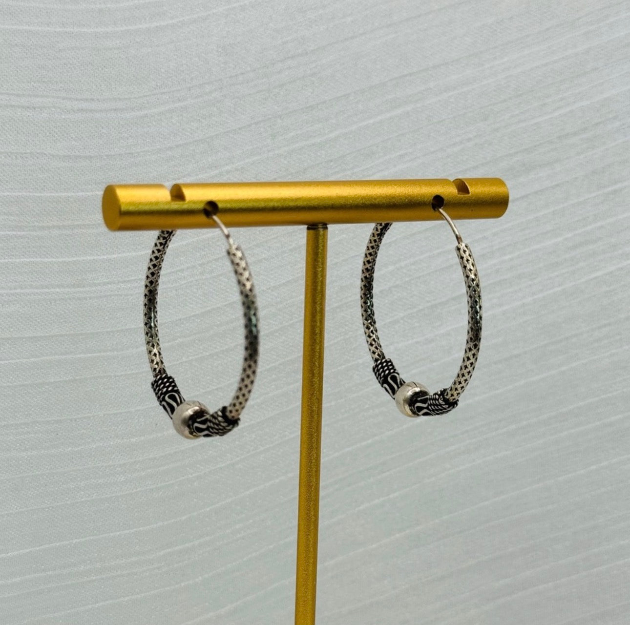 Textured Ball Hoop Earrings