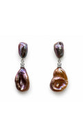 Purple & Peach Baroque Freshwater Pearl Double Dangles