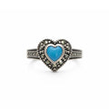 Blue Heart Marcasite Pavé Ring