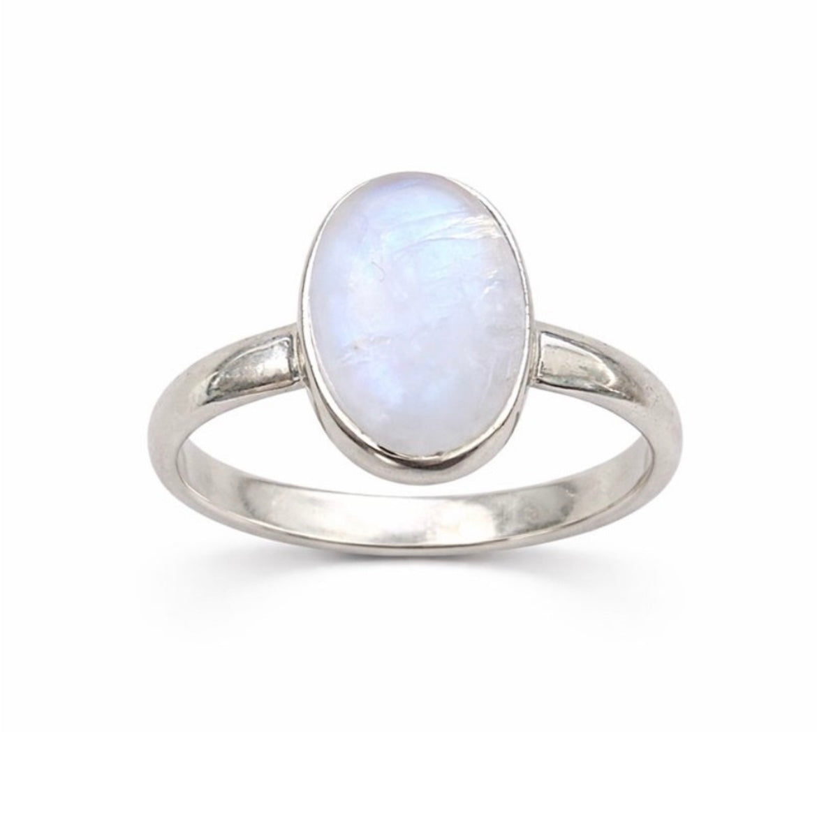 Rainbow Moonstone Sterling Silver Oval Ring