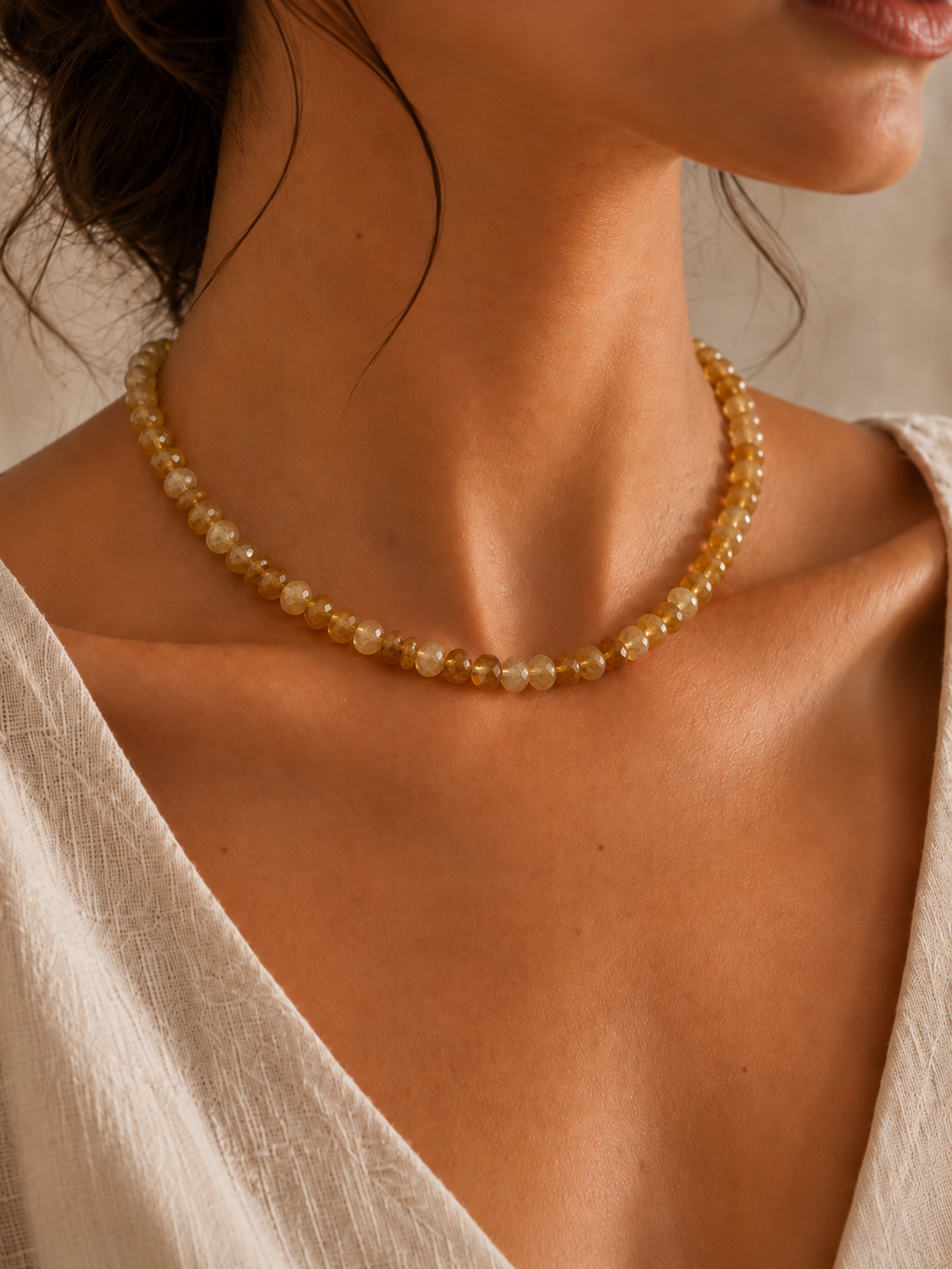 Citrine Rondelle Beaded Necklace | Custom Made To Order