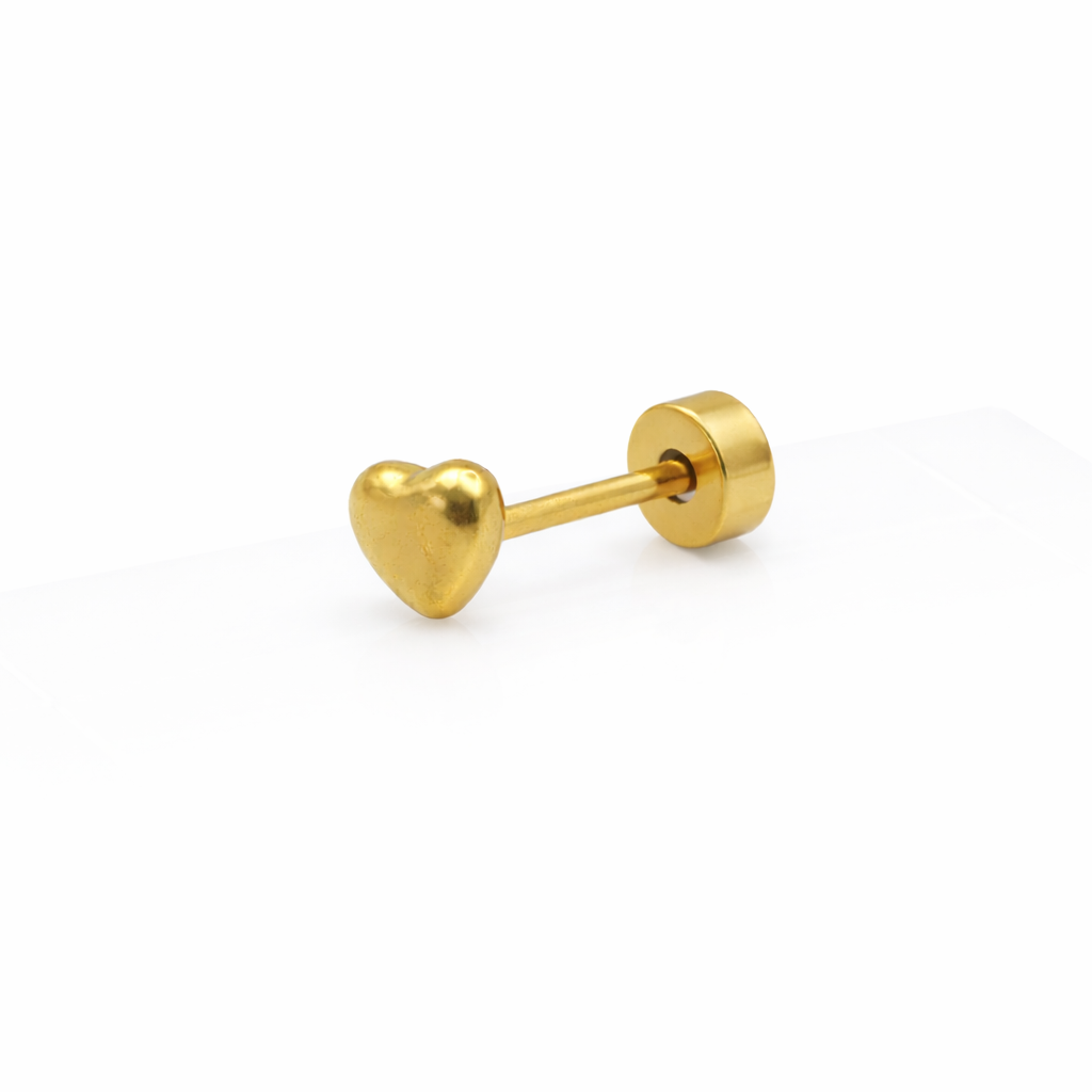 Puffy Heart Screwback Earring