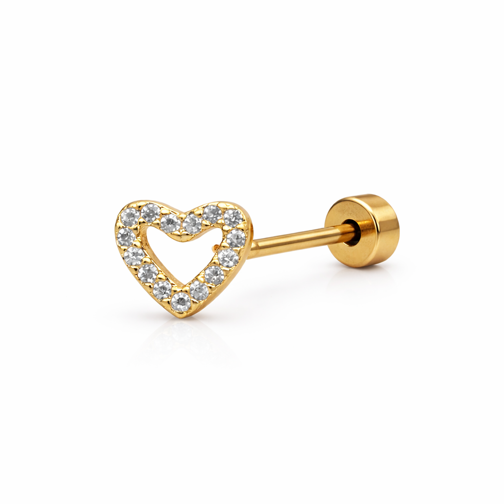 Crystal Heart Screwback Earring