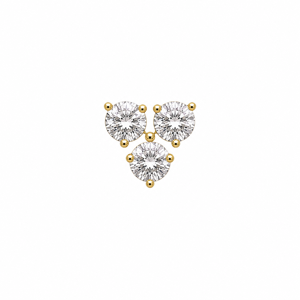 Triple Crystal Screwback Earring