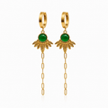 Green Chalcedony Dangle Chain Earrings