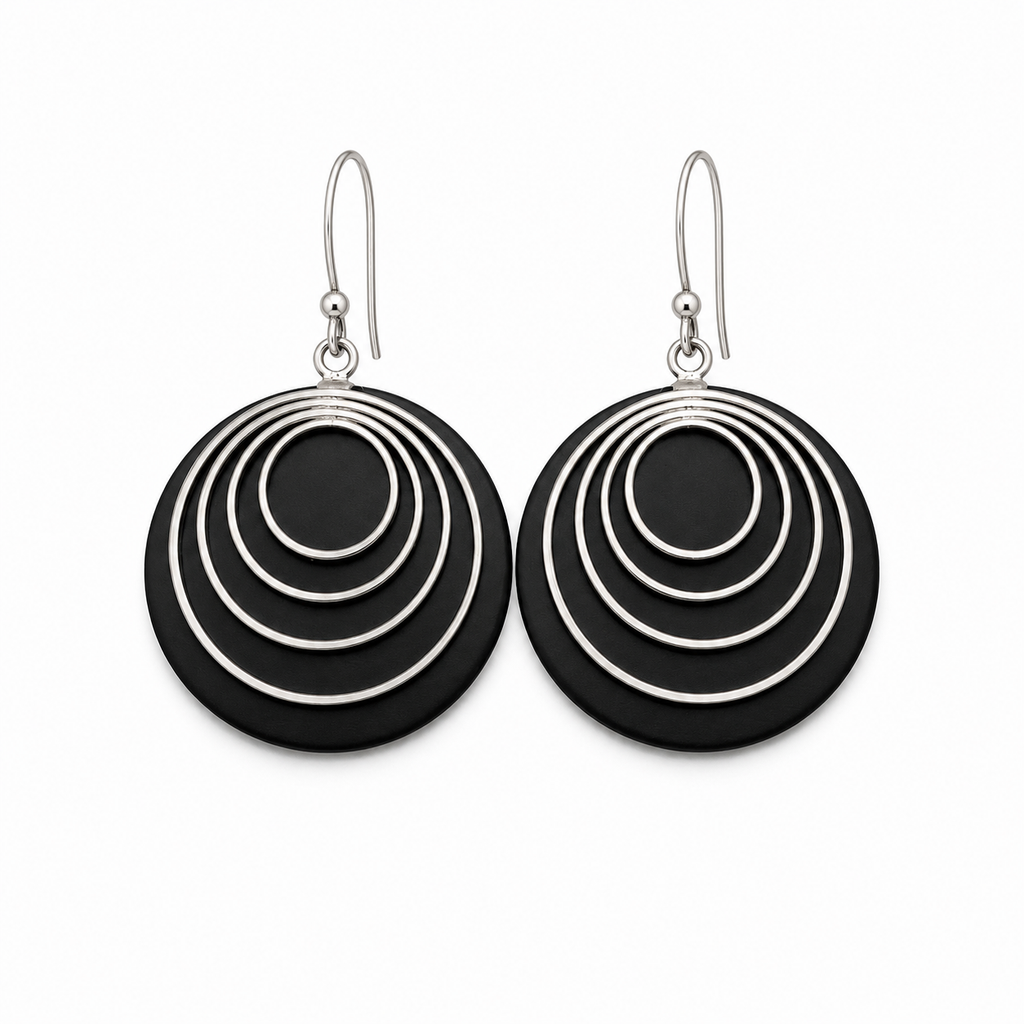 Black Onyx Halo Earrings