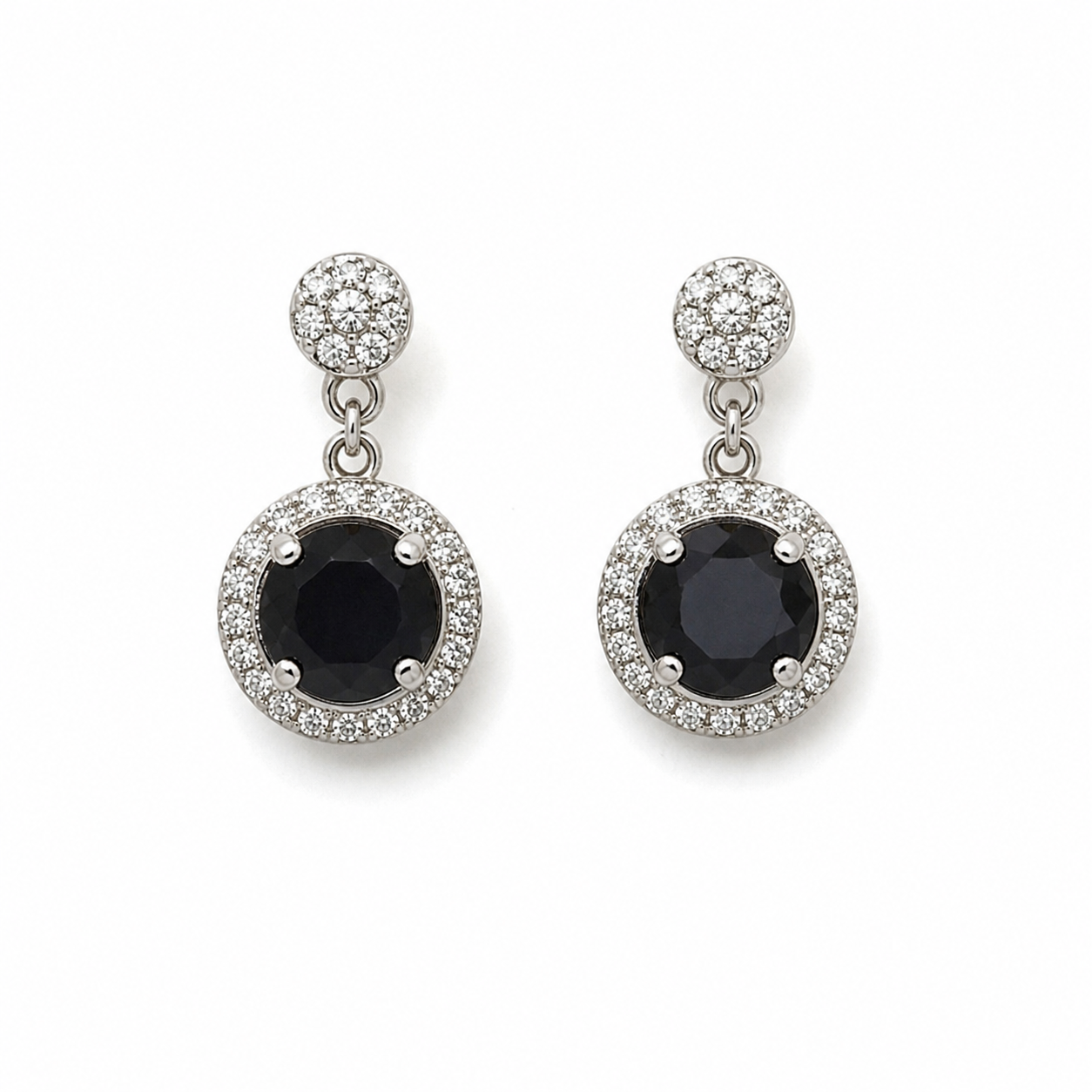 Black Onyx Dangle Stud Earrings