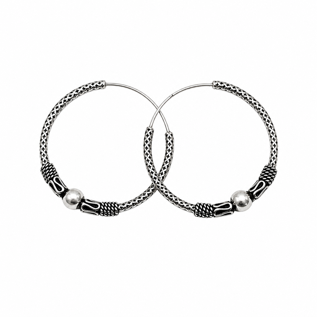 Textured Ball Hoop Earrings
