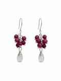HK002 Ruby and Moonstone Hook Earrings