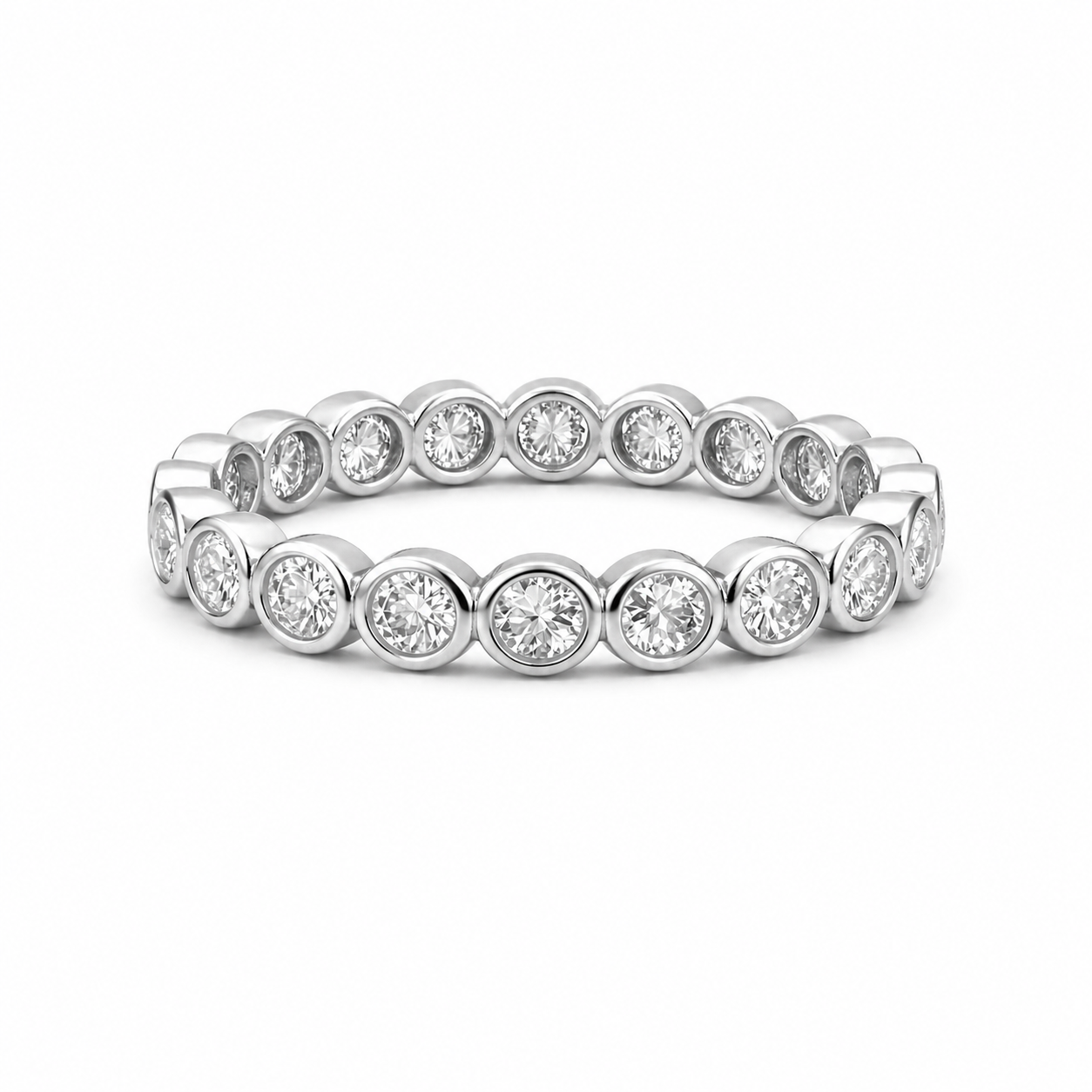 1.9 CT Moissanite Bezel Set Eternity Band