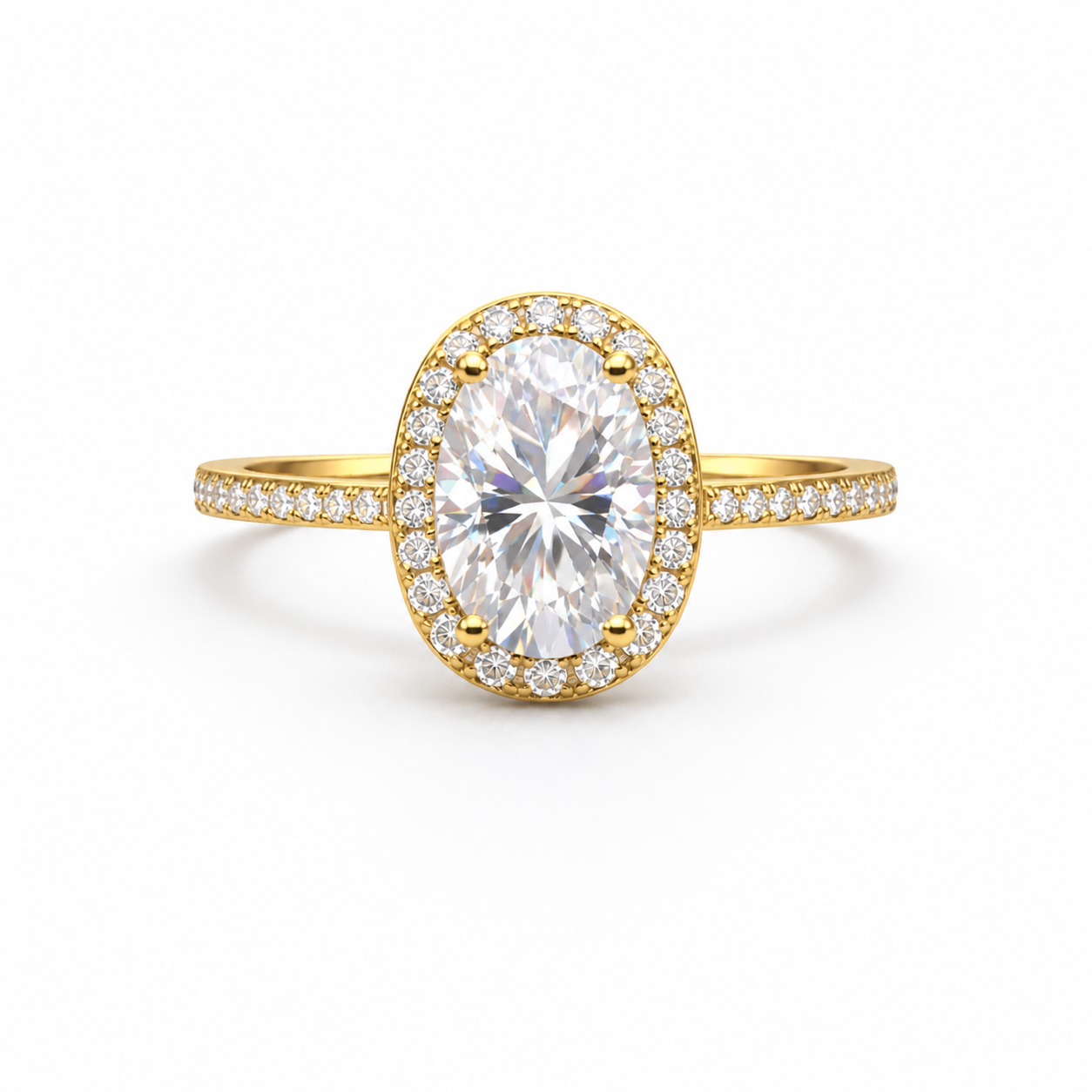 4.09 CT Moissanite Oval Cut w Pavé Halo