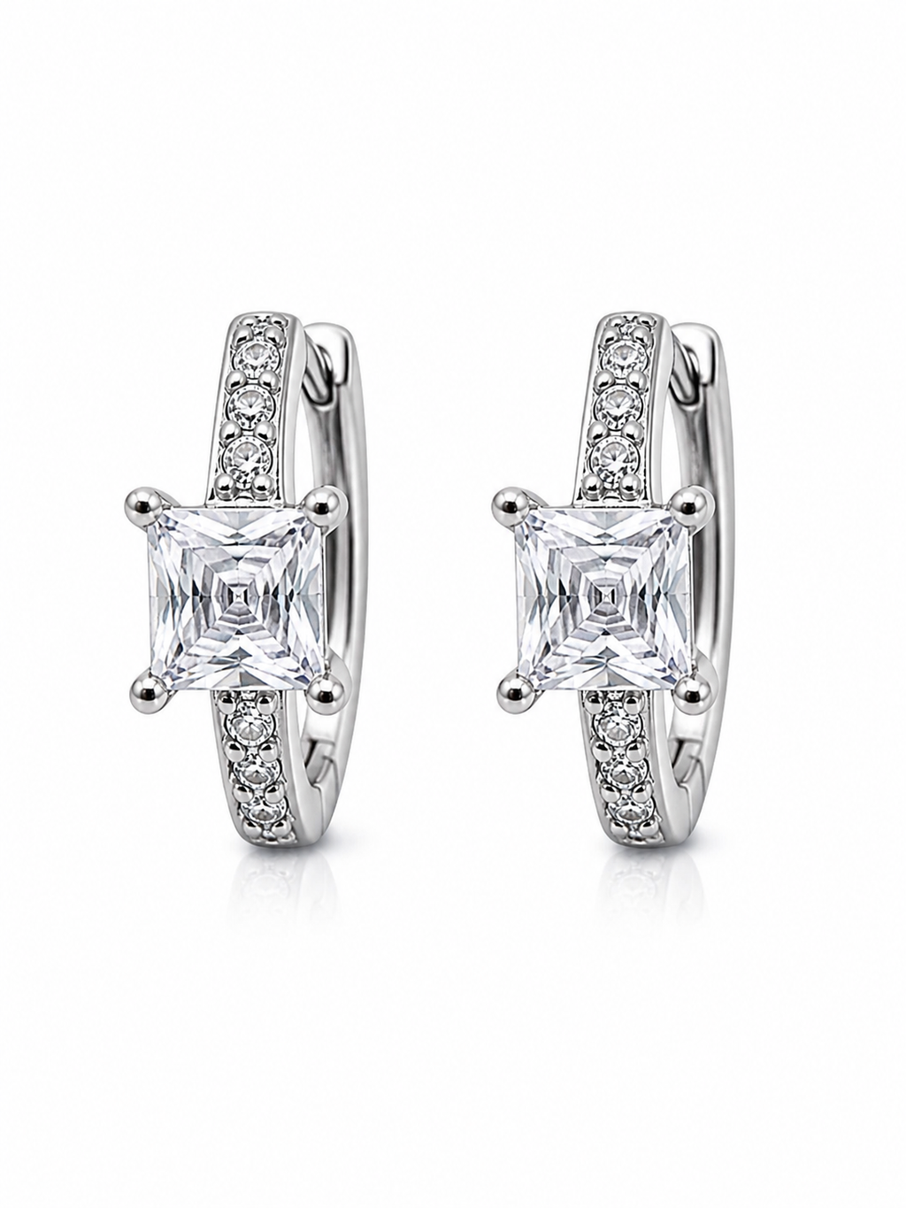 Princess Cut Crystal Huggies