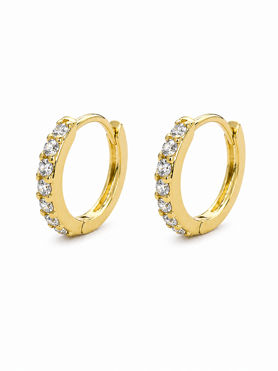 Gold Pavé Huggies