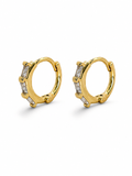 Facet Line Crystal Gold Huggies