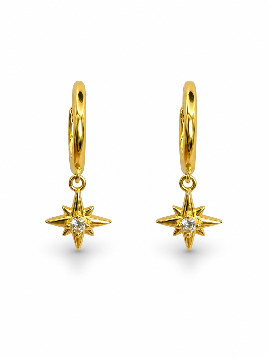 Dainty Star Dangle Gold Huggies