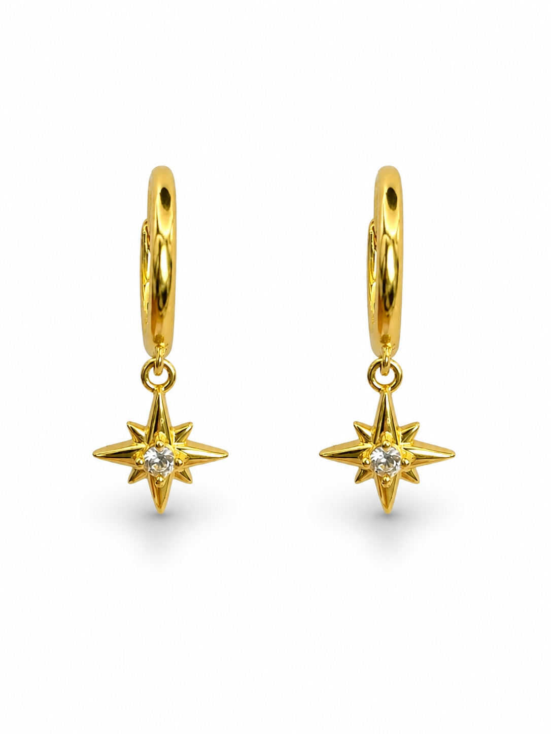 Dainty Star Dangle Gold Huggies