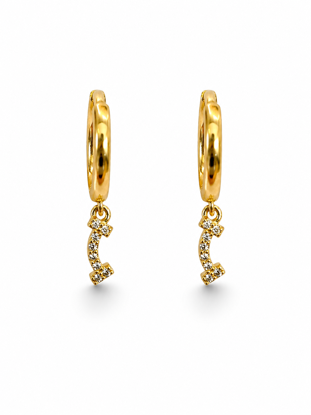 Pavé Arc Dangle Gold Huggies