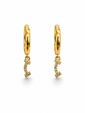 Pavé Arc Dangle Gold Huggies