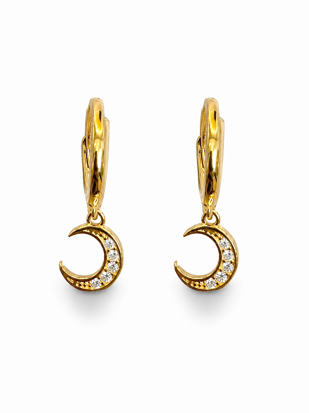 Moon Dangle Gold Huggies