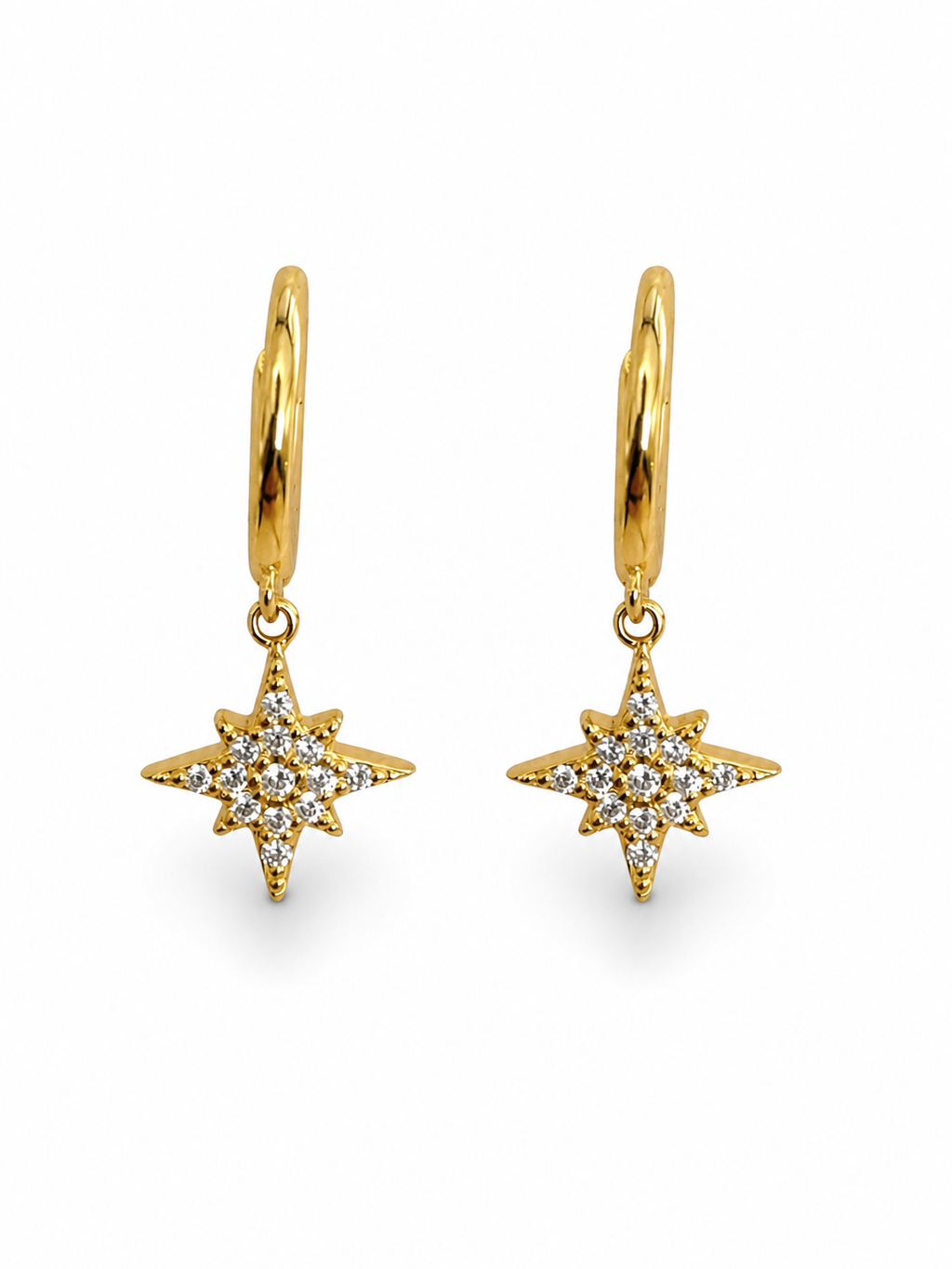 Stella Burst Dangle Gold Huggies