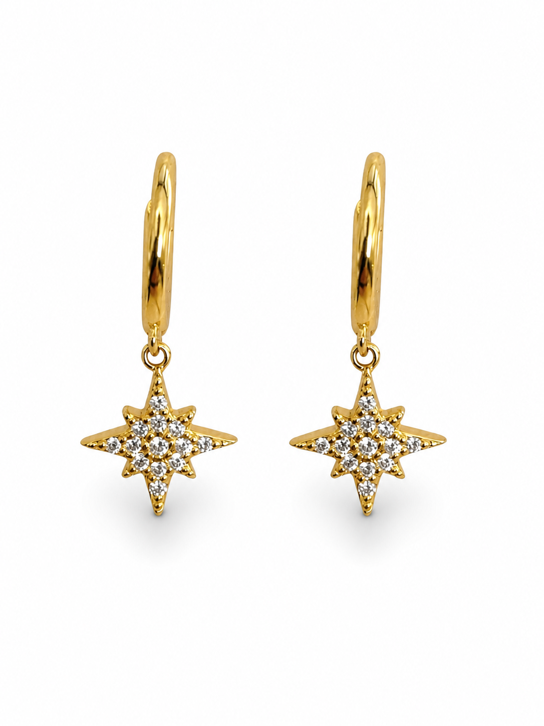 Stella Burst Dangle Gold Huggies