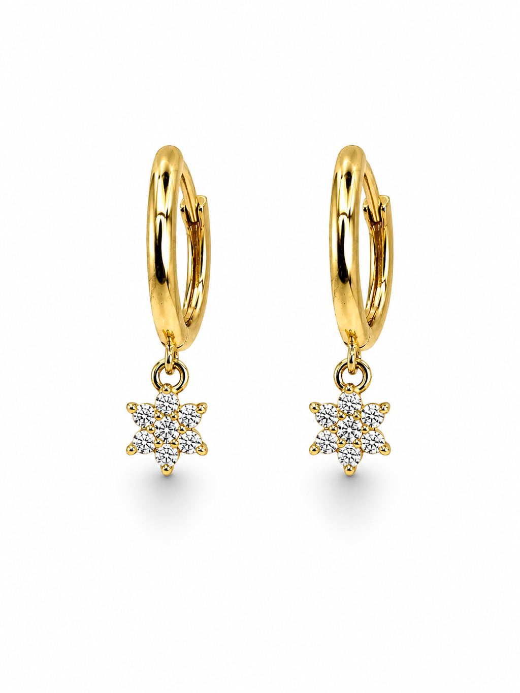 Halo Bloom Dangle Gold Huggies